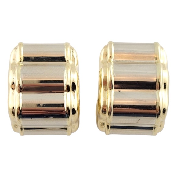 14K 2-Tone Yellow and White Gold Large Hollow Hoops #16134 - Picture 6 of 8